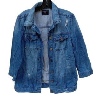 4/$15 Tinsel Jean Jacket Women's Small 3/4 Length Sleeve Fall Button Up Pockets